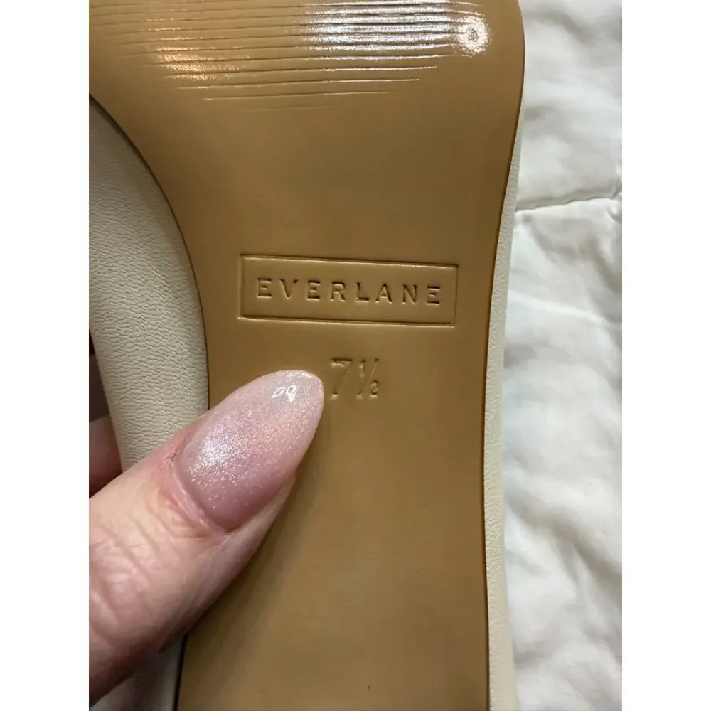 Everlane The Day Heel Bone Leather Block Heel Slip On Size 7.5 Sustainable NWOB - Picture 8 of 9